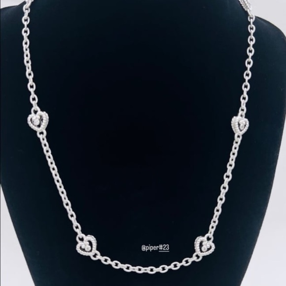 Judith Ripka Textured Diamonique Heart Station 18” Necklace - Picture 3 of 11